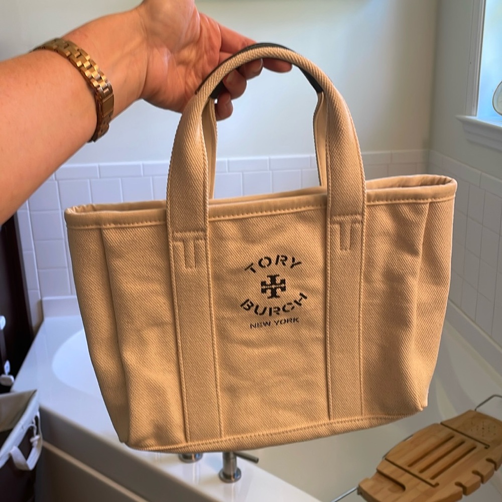 Brand New never used Tory Burch Tote bag canvas cotton top handle small tote bag